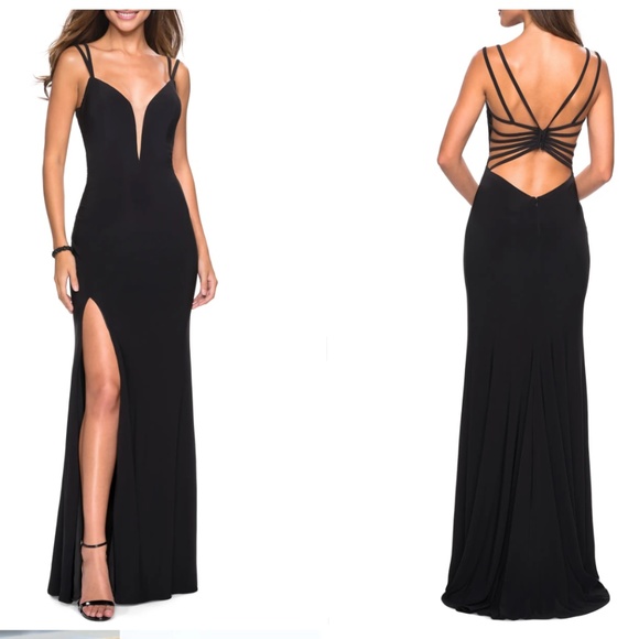 La Femme Dresses & Skirts - NWOT- LA FEMME Strappy Back Jersey Column Gown